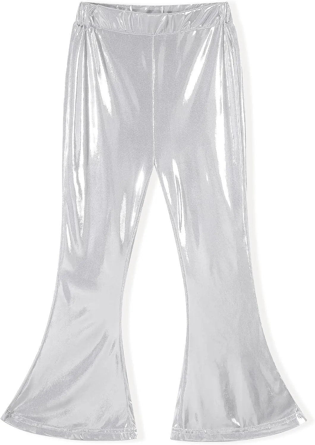 Noomelfish Girls Metallic Flare Leggings Pants Kids Yoga Disco Dance Bell Bottoms (5-12 Years)