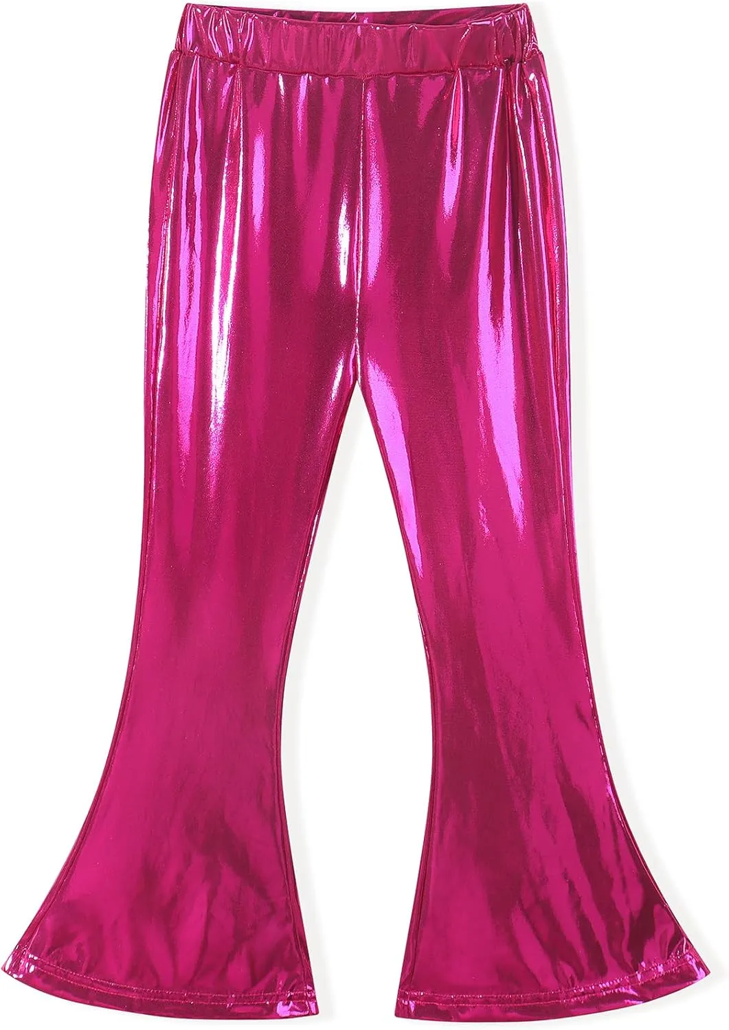 Noomelfish Girls Metallic Flare Leggings Pants Kids Yoga Disco Dance Bell Bottoms (5-12 Years)
