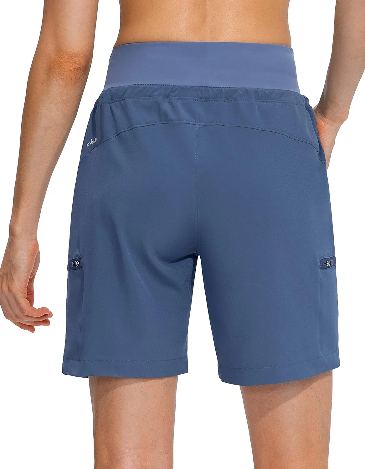 Obla Women's Hiking Cargo Shorts Zipper Pockets Soft High Waisted Quick Dry 7 Inch Long Shorts for Women Golf Athletic Summer