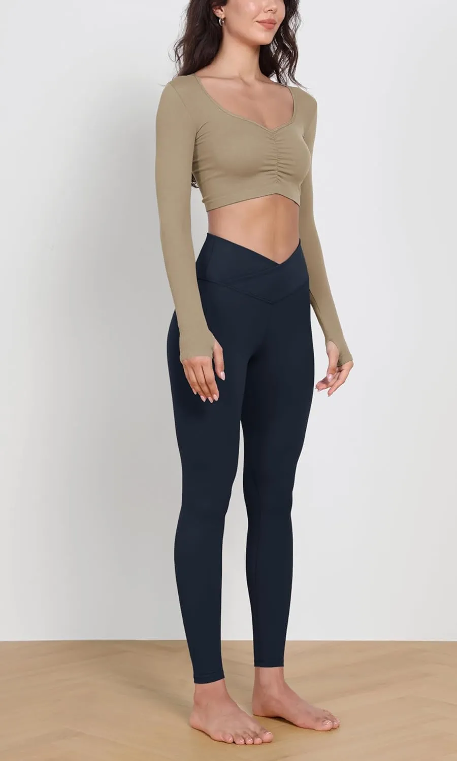 ODODOS 2 Pack Buttery Soft Cross Waist Leggings for Women, ODCLOUD 25" / 28" Crossover Lounge Yoga Pants