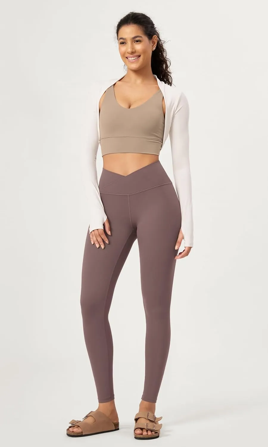 ODODOS 2 Pack Buttery Soft Cross Waist Leggings for Women, ODCLOUD 25" / 28" Crossover Lounge Yoga Pants
