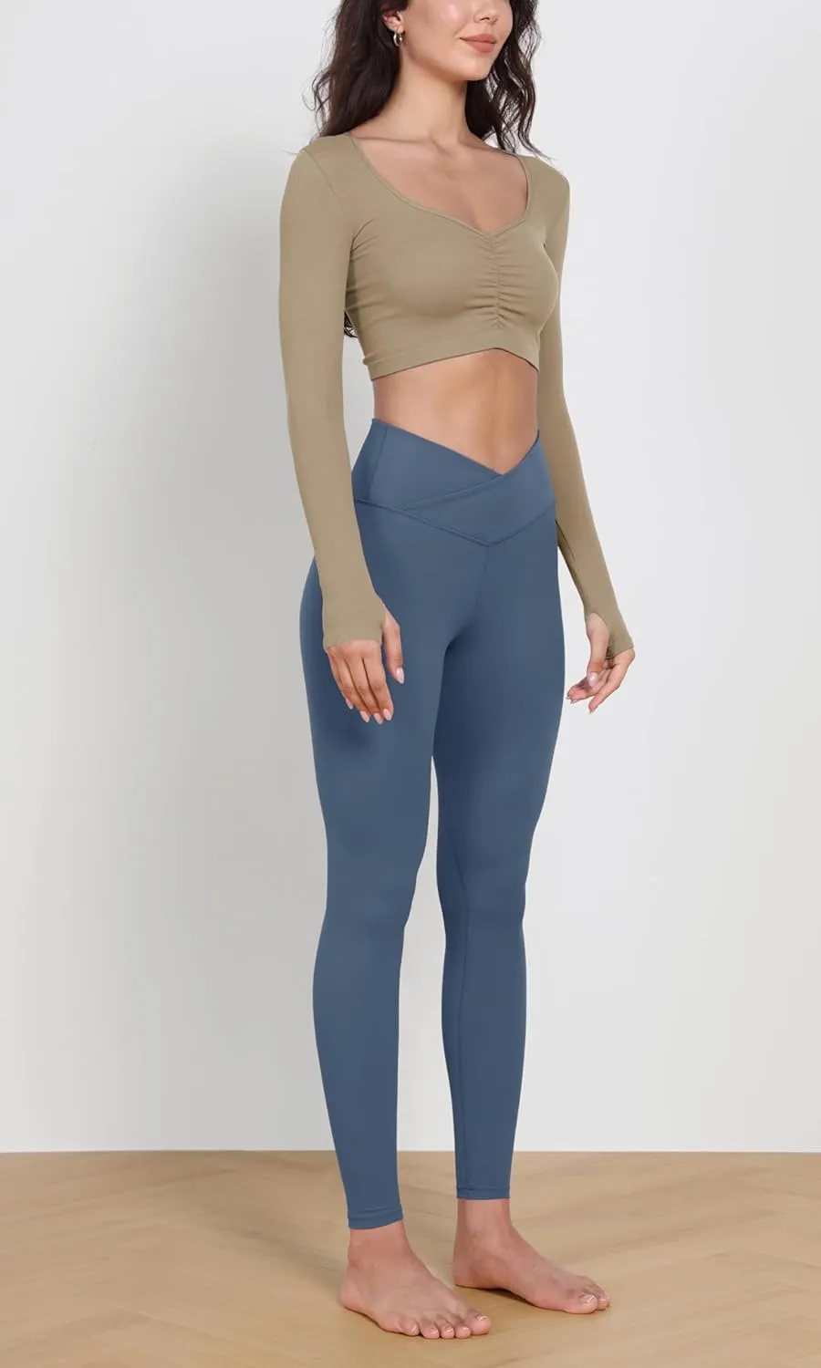ODODOS 2 Pack Buttery Soft Cross Waist Leggings for Women, ODCLOUD 25" / 28" Crossover Lounge Yoga Pants