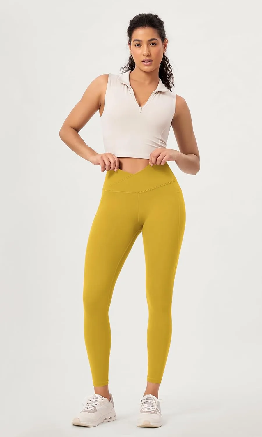 ODODOS 2 Pack Buttery Soft Cross Waist Leggings with Pockets for Women, ODCLOUD 25" / 28" Crossover Lounge Yoga Pants