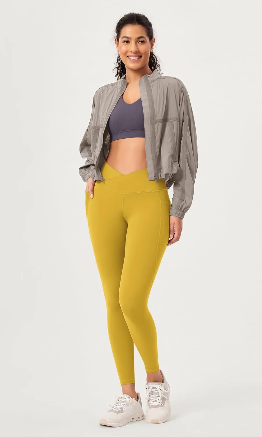 ODODOS 2 Pack Buttery Soft Cross Waist Leggings with Pockets for Women, ODCLOUD 25" / 28" Crossover Lounge Yoga Pants
