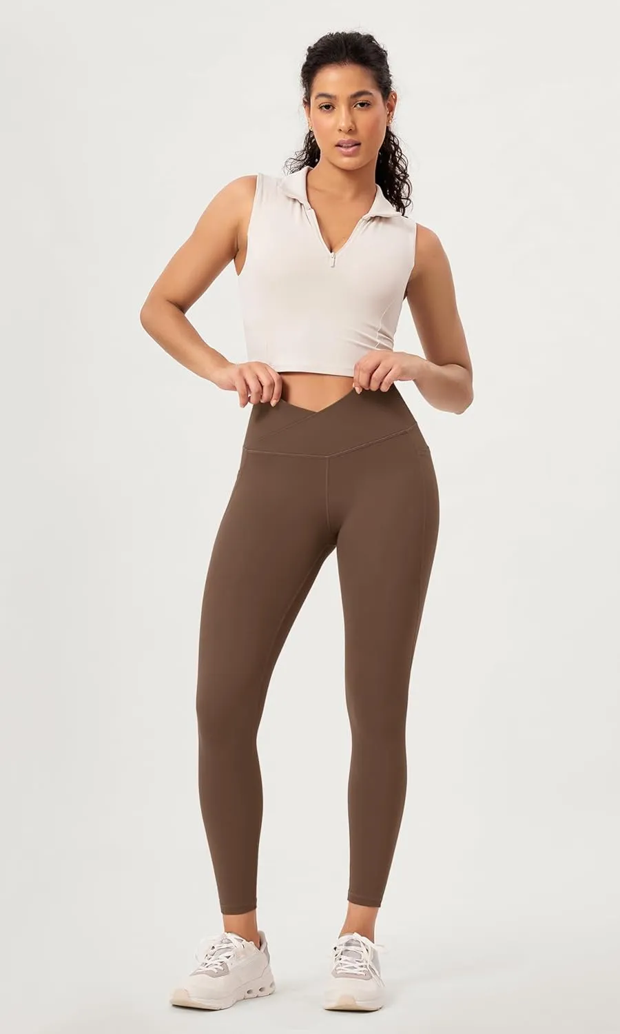 ODODOS 2 Pack Buttery Soft Cross Waist Leggings with Pockets for Women, ODCLOUD 25" / 28" Crossover Lounge Yoga Pants