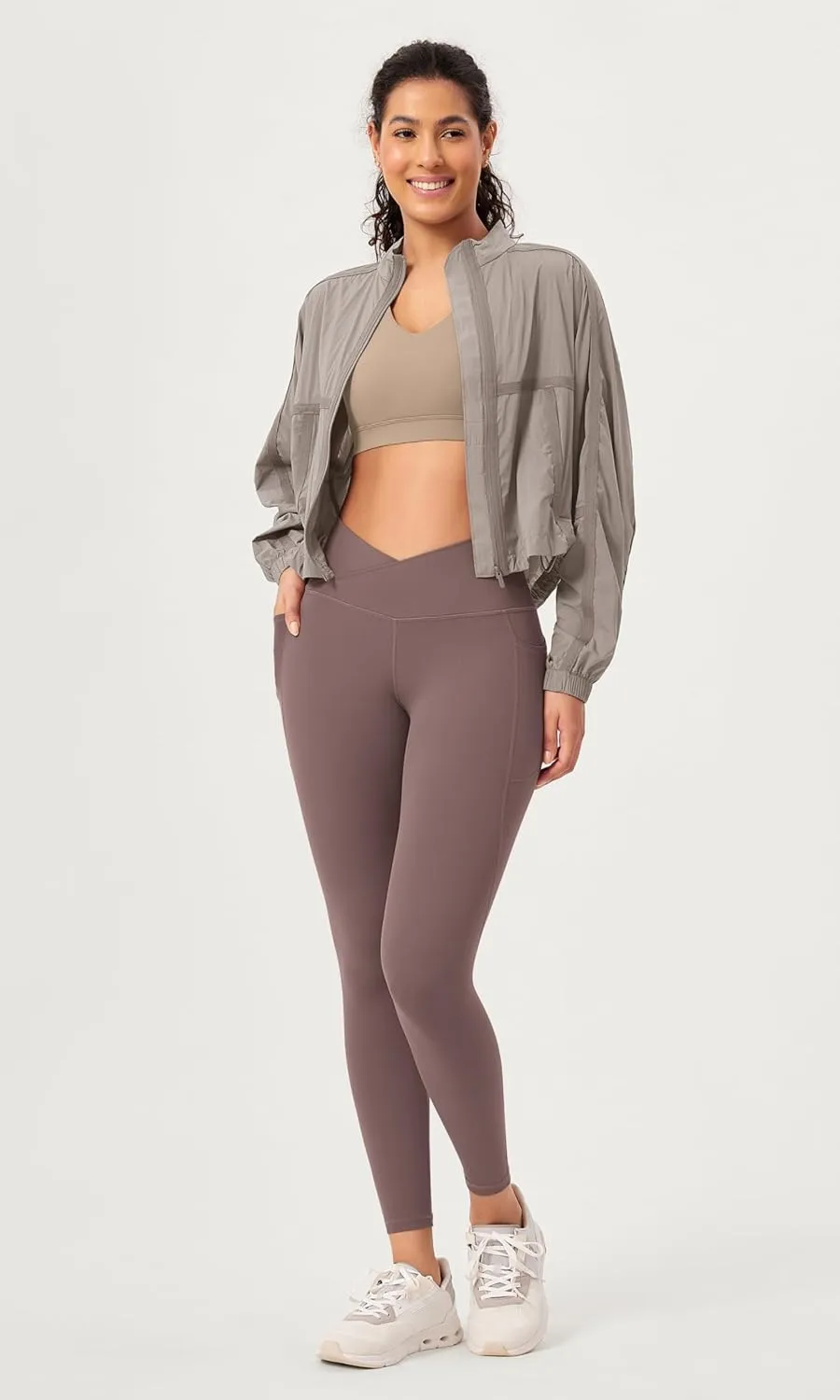 ODODOS 2 Pack Buttery Soft Cross Waist Leggings with Pockets for Women, ODCLOUD 25" / 28" Crossover Lounge Yoga Pants
