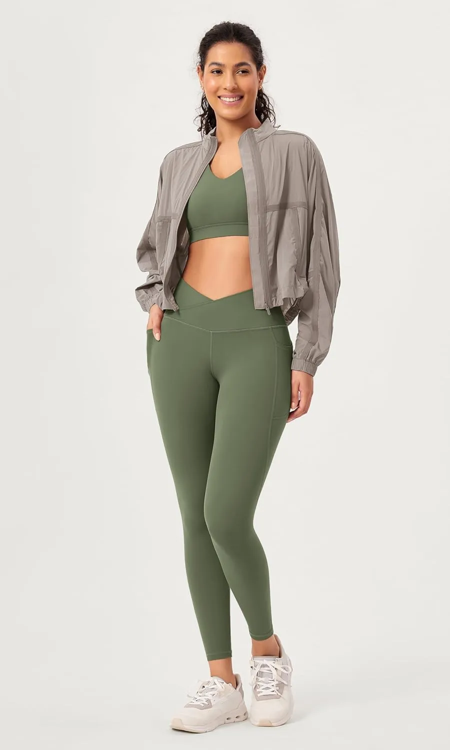 ODODOS 2 Pack Buttery Soft Cross Waist Leggings with Pockets for Women, ODCLOUD 25" / 28" Crossover Lounge Yoga Pants