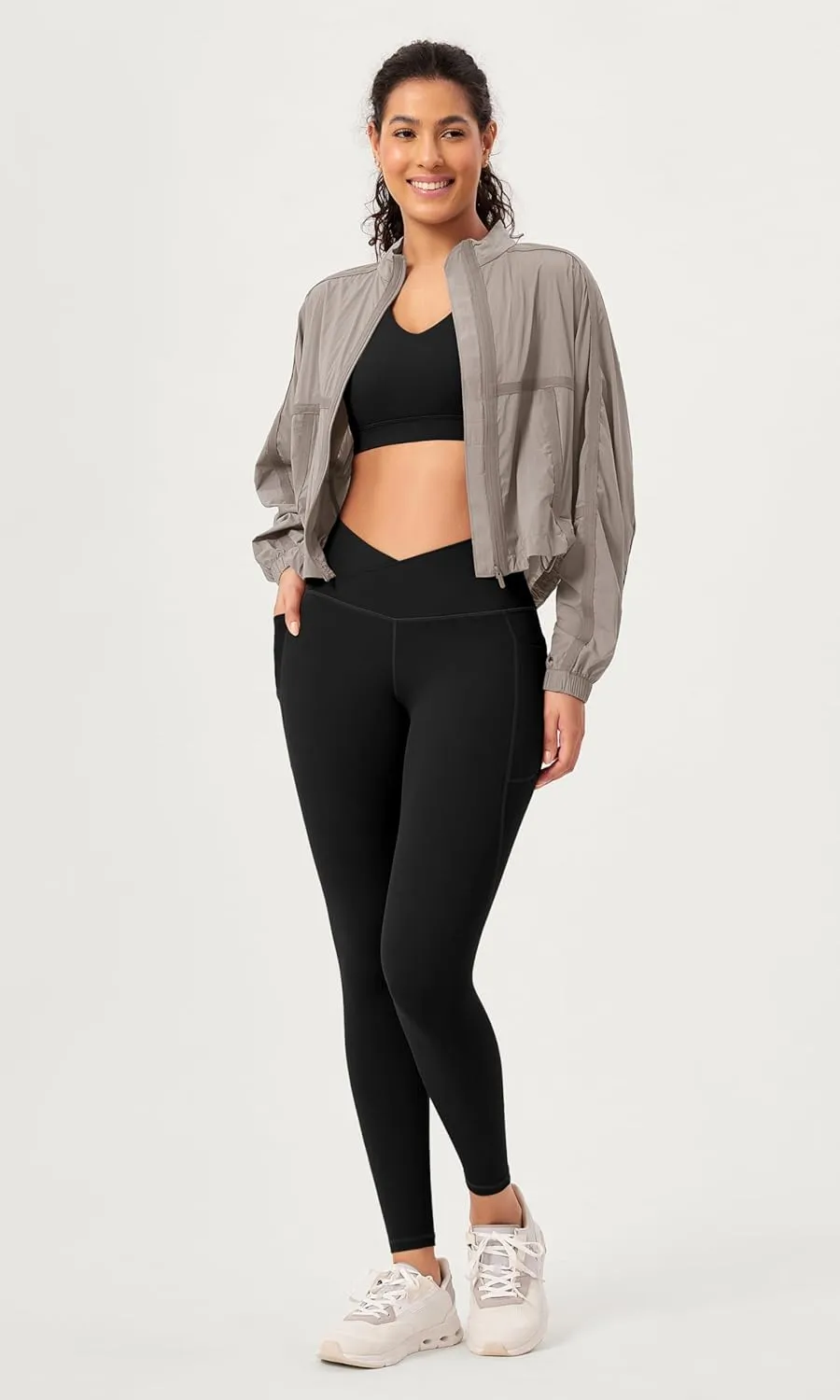 ODODOS 2 Pack Buttery Soft Cross Waist Leggings with Pockets for Women, ODCLOUD 25" / 28" Crossover Lounge Yoga Pants