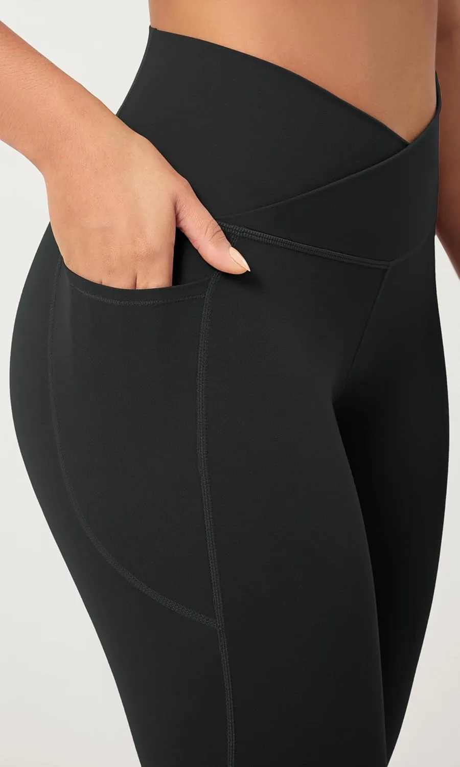 ODODOS 2 Pack Buttery Soft Cross Waist Leggings with Pockets for Women, ODCLOUD 25" / 28" Crossover Lounge Yoga Pants