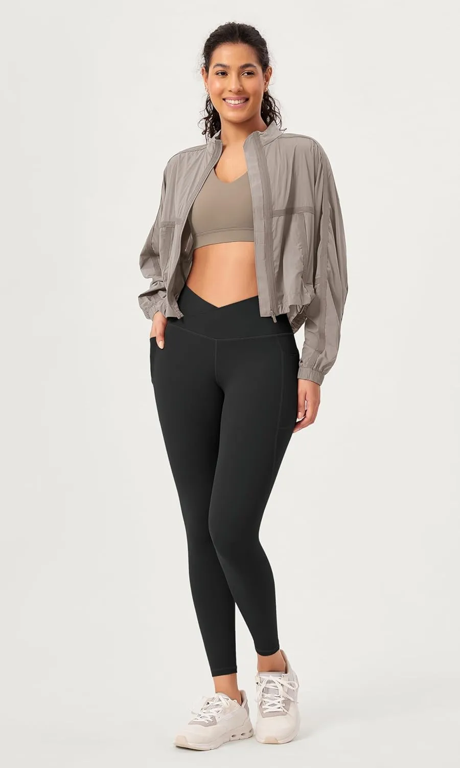 ODODOS 2 Pack Buttery Soft Cross Waist Leggings with Pockets for Women, ODCLOUD 25" / 28" Crossover Lounge Yoga Pants