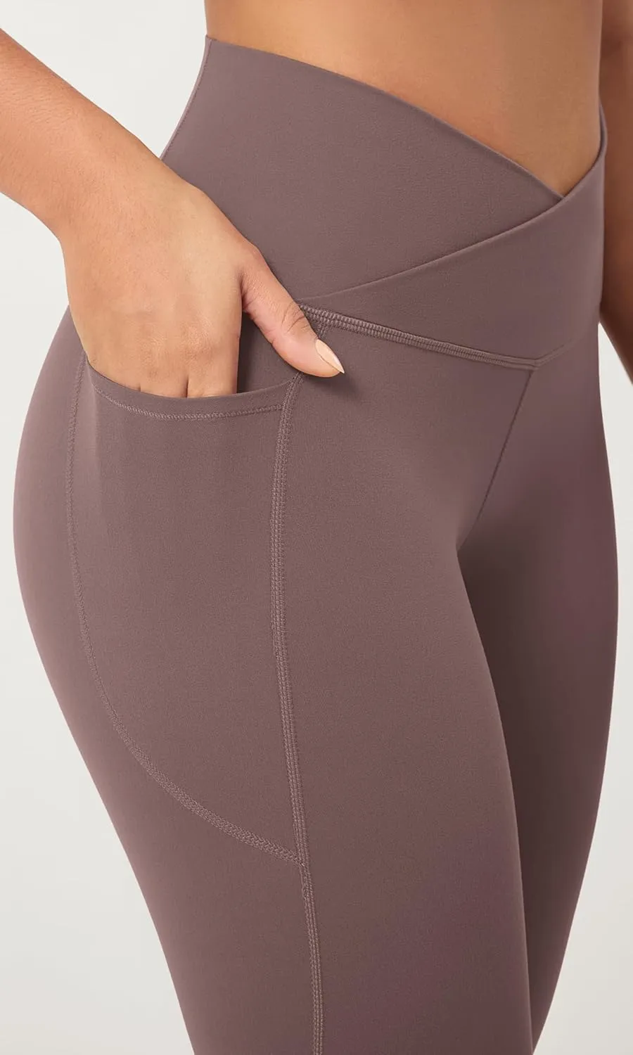 ODODOS 2 Pack Buttery Soft Cross Waist Leggings with Pockets for Women, ODCLOUD 25" / 28" Crossover Lounge Yoga Pants
