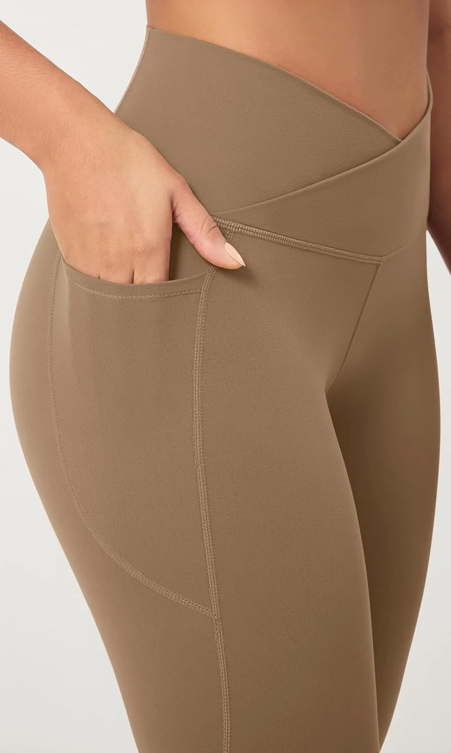 ODODOS Buttery Soft Cross Waist Leggings with Pockets for Women, ODCLOUD 25" / 28" Crossover Lounge Yoga Pants