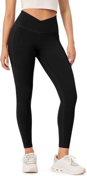 ODODOS Buttery Soft Cross Waist Leggings with Pockets for Women, ODCLOUD 25" / 28" Crossover Lounge Yoga Pants