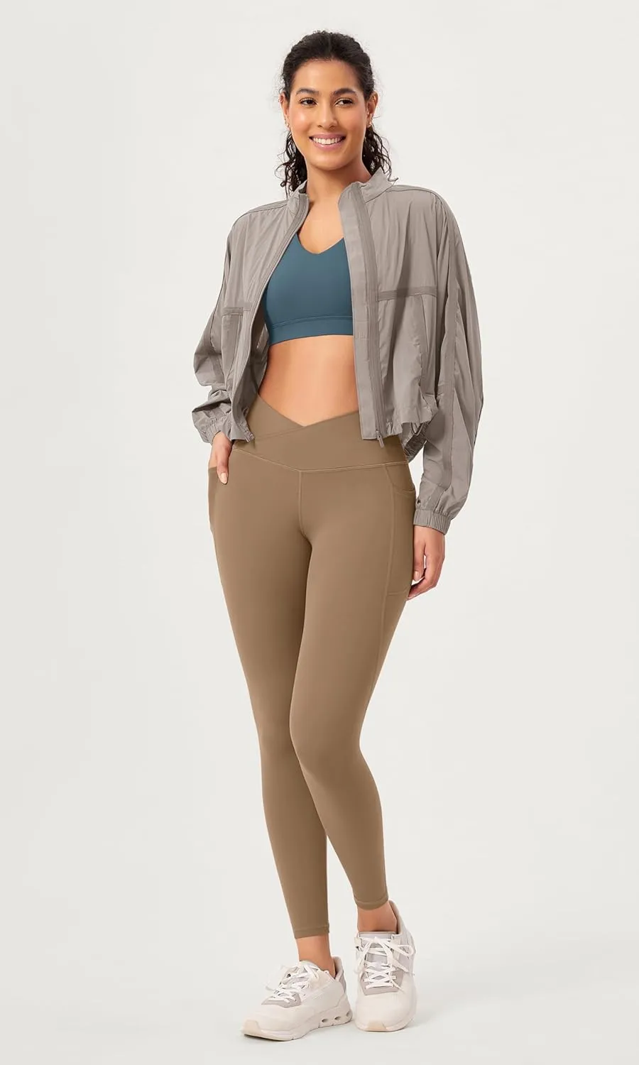 ODODOS Buttery Soft Cross Waist Leggings with Pockets for Women, ODCLOUD 25" / 28" Crossover Lounge Yoga Pants