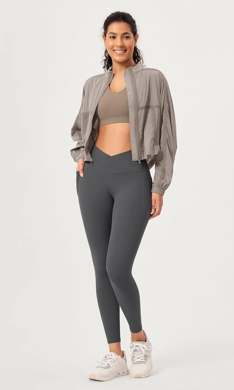ODODOS Buttery Soft Cross Waist Leggings with Pockets for Women, ODCLOUD 25" / 28" Crossover Lounge Yoga Pants
