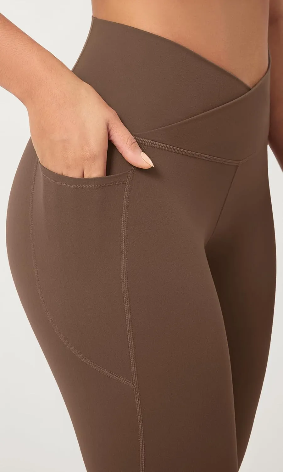 ODODOS Buttery Soft Cross Waist Leggings with Pockets for Women, ODCLOUD 25" / 28" Crossover Lounge Yoga Pants