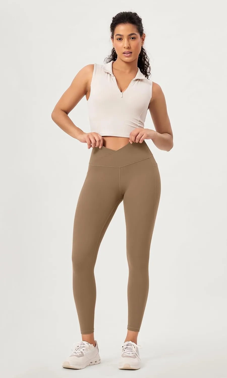 ODODOS Buttery Soft Cross Waist Leggings with Pockets for Women, ODCLOUD 25" / 28" Crossover Lounge Yoga Pants