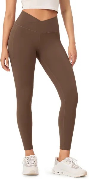 ODODOS Buttery Soft Cross Waist Leggings with Pockets for Women, ODCLOUD 25" / 28" Crossover Lounge Yoga Pants
