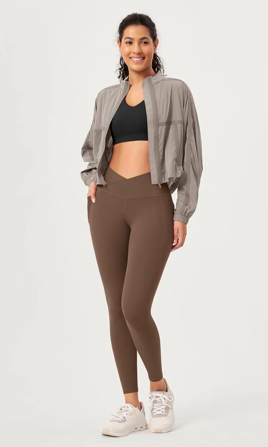 ODODOS Buttery Soft Cross Waist Leggings with Pockets for Women, ODCLOUD 25" / 28" Crossover Lounge Yoga Pants