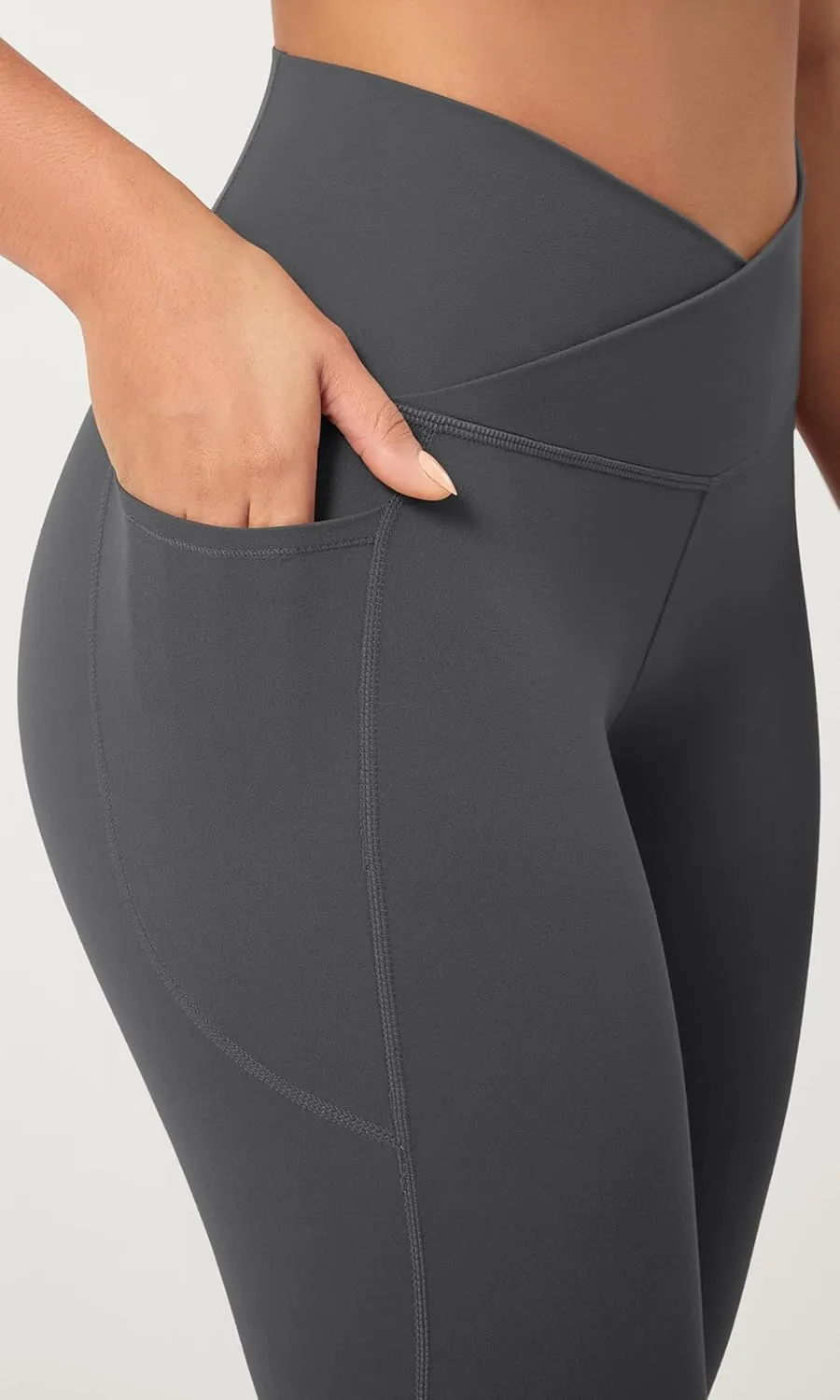 ODODOS Buttery Soft Cross Waist Leggings with Pockets for Women, ODCLOUD 25" / 28" Crossover Lounge Yoga Pants