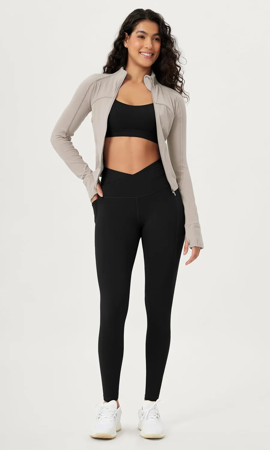 ODODOS Cloud Feeling Gathered Cross Waist Leggings with Pockets for Women 25" / 28" Crossover Lounge Yoga Pants