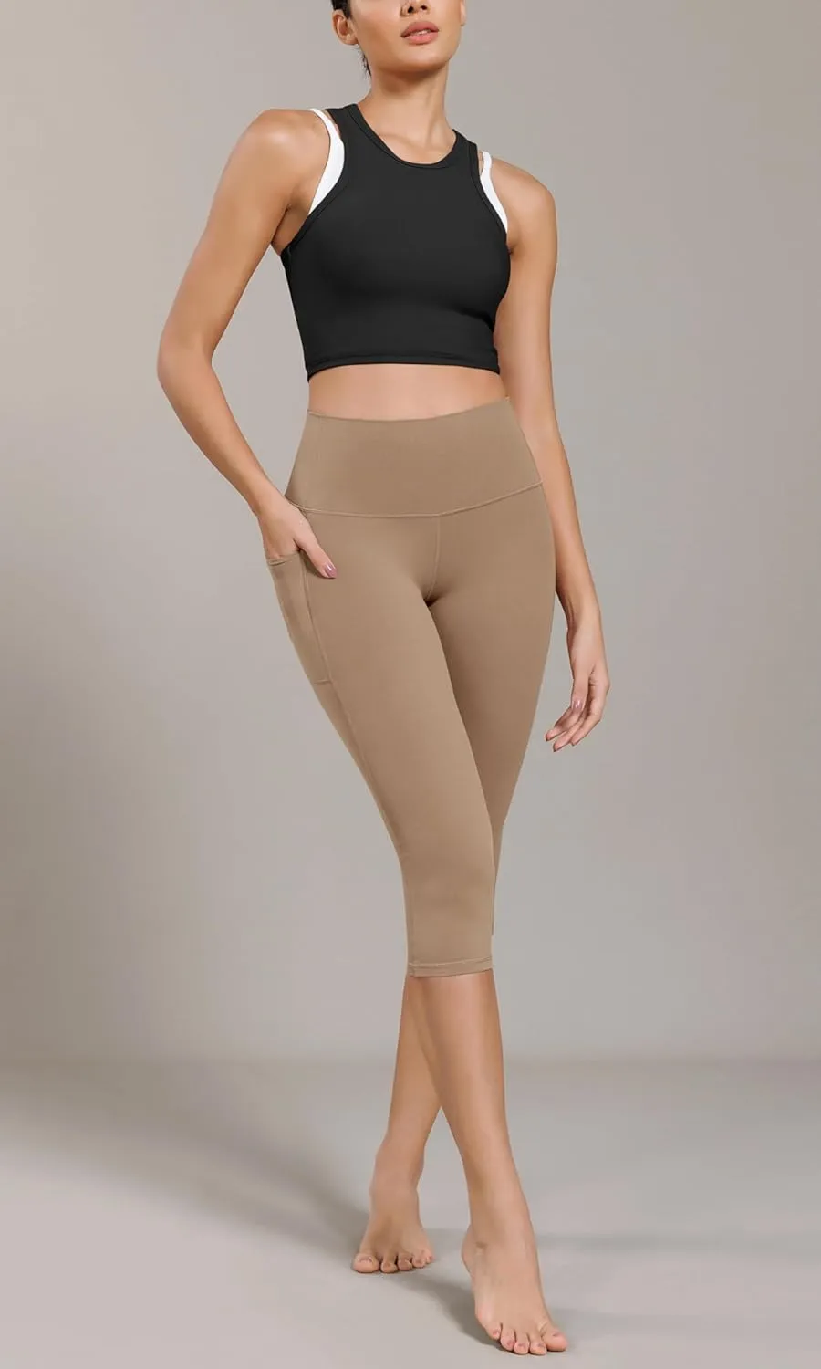 ODODOS ODCLOUD Buttery Soft Lounge Yoga Capris with Pockets for Women, 14" / 19" / 21" High Waist Capri Leggings