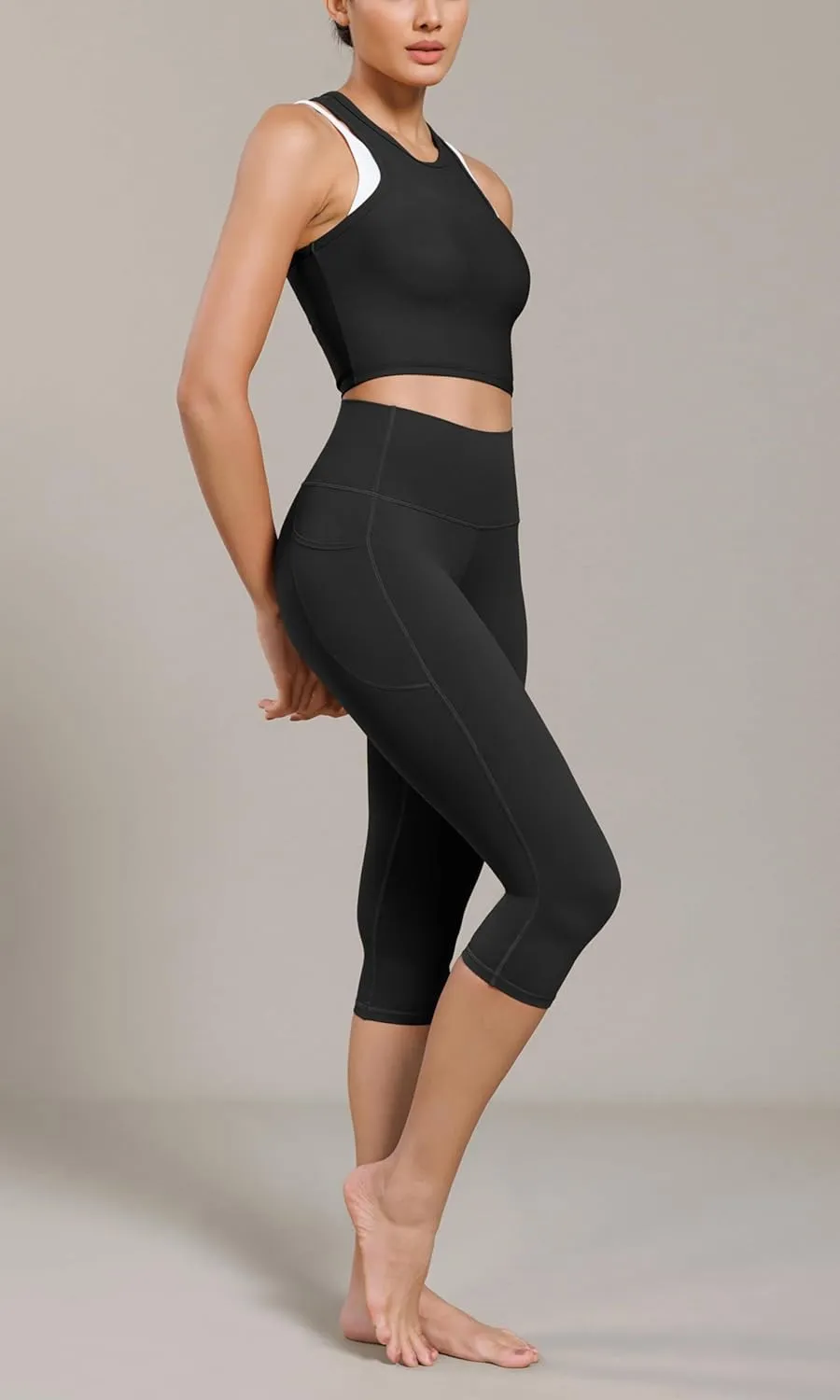 ODODOS ODCLOUD Buttery Soft Lounge Yoga Capris with Pockets for Women, 14" / 19" / 21" High Waist Capri Leggings
