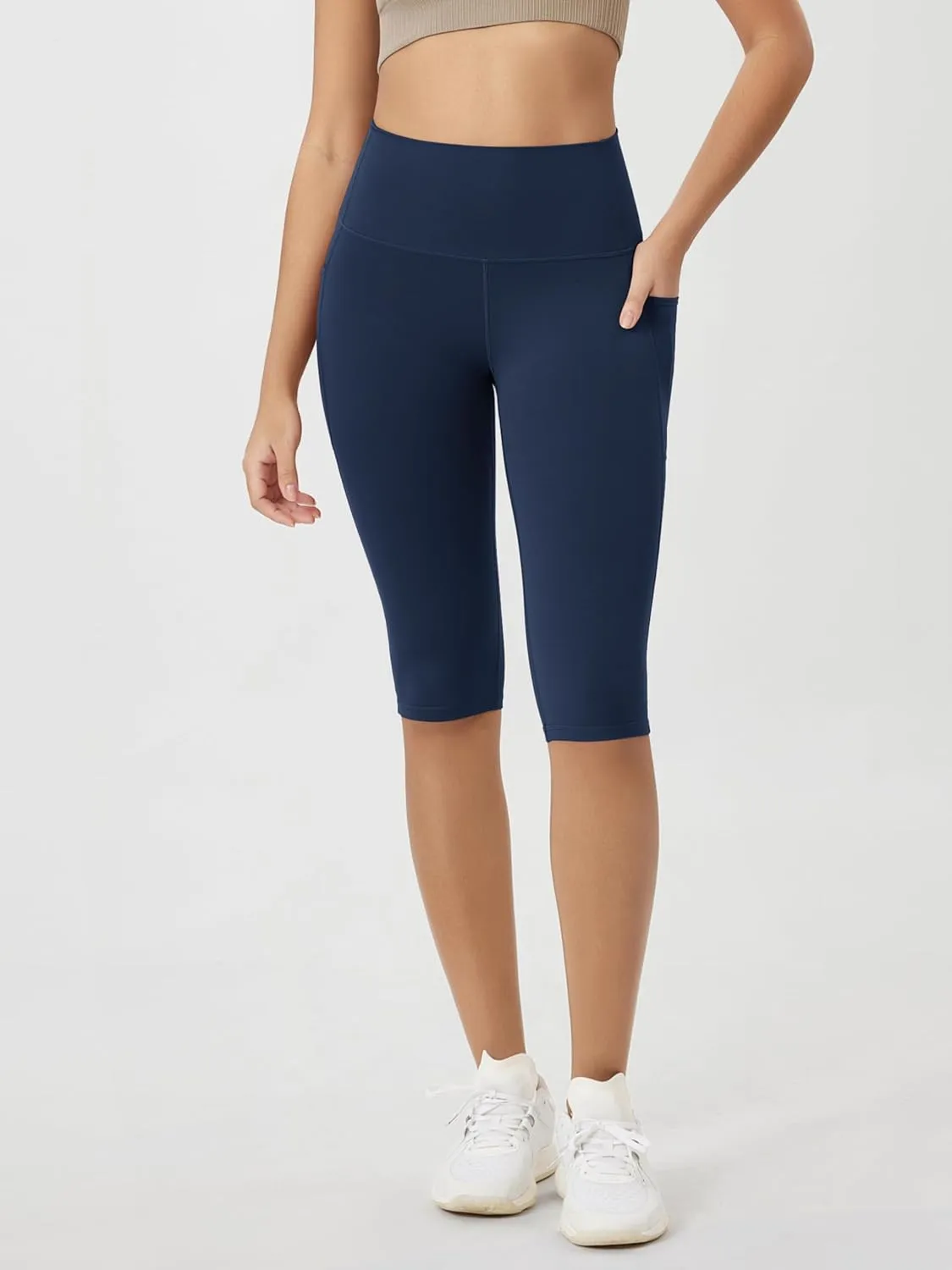 ODODOS ODCLOUD Buttery Soft Lounge Yoga Capris with Pockets for Women, 14" / 19" / 21" High Waist Capri Leggings