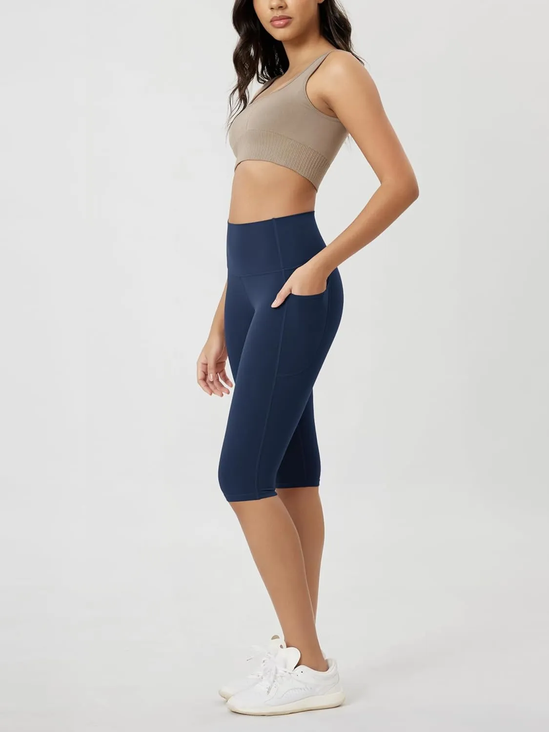 ODODOS ODCLOUD Buttery Soft Lounge Yoga Capris with Pockets for Women, 14" / 19" / 21" High Waist Capri Leggings