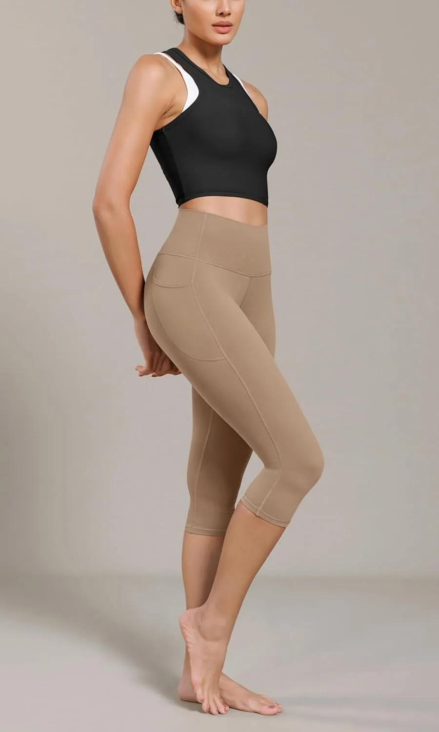 ODODOS ODCLOUD Buttery Soft Lounge Yoga Capris with Pockets for Women, 14" / 19" / 21" High Waist Capri Leggings