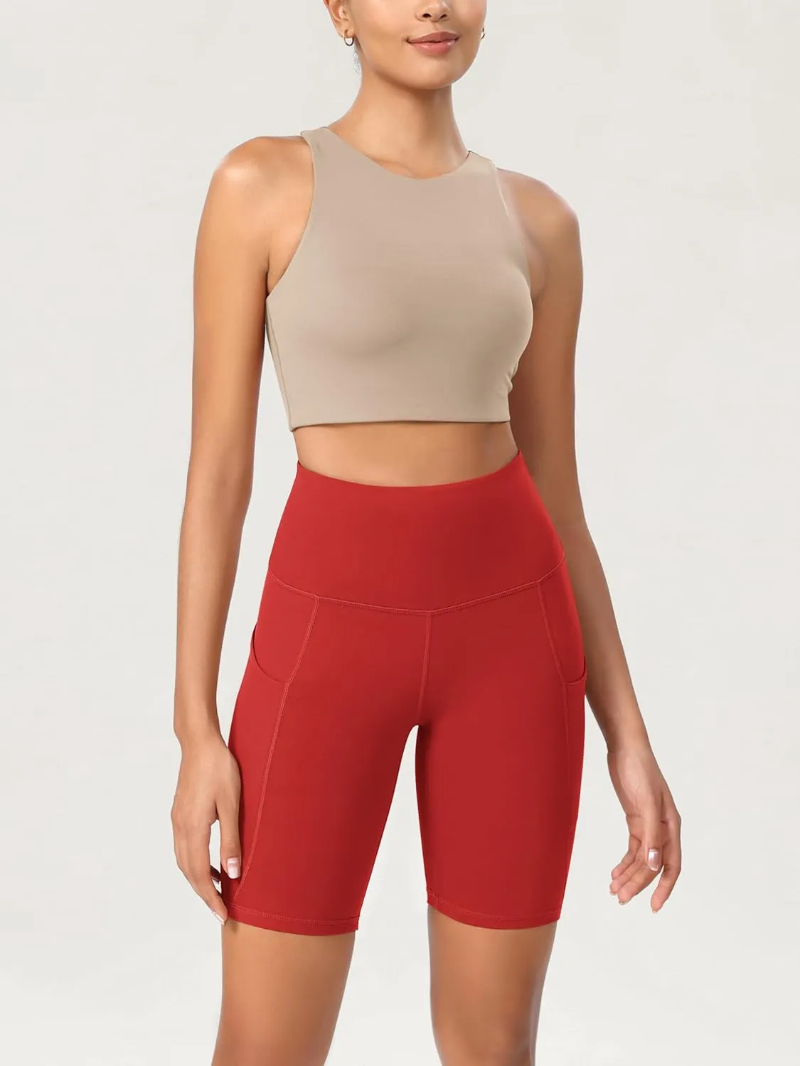ODODOS Women's Tummy Control Biker Shorts 2.0 with Pockets High Waist Athletic Workout Yoga Shorts-5" / 8" / 10" Inseam