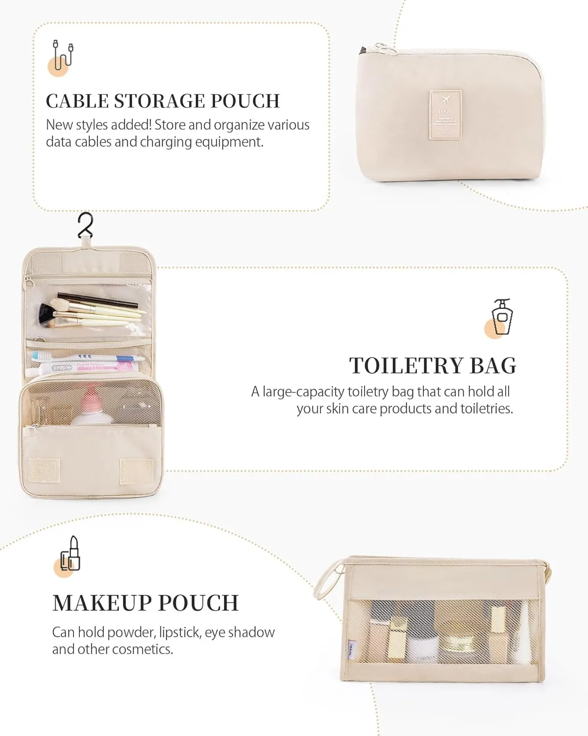 Packing Cubes 11 PCS, Mesh Breathable Luggage Organizers Bags, Packing Organizers, Durable Travel Essentials Bags Set, Travel Packing Organizers,Beige