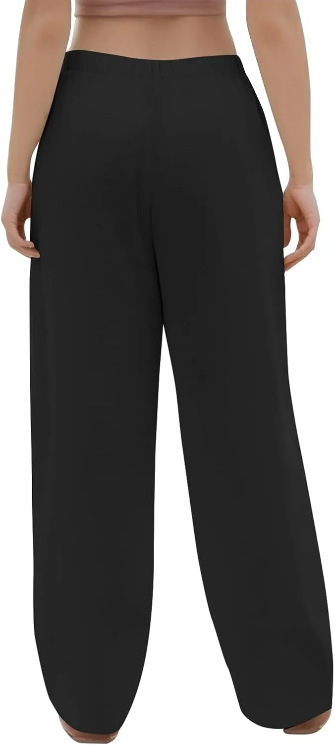 Palazzo Pants for Women Dressy Linen High Waisted Summer Loose Pants Drawstring Button Down Pocket Solid Baggy Trouser