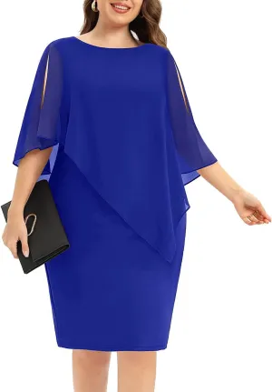 Plus Size Dresses Wedding Guest - Mother of The Bride Cocktail Semi Formal Cape Dresses
