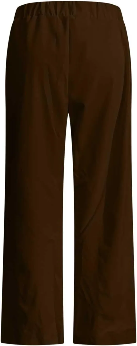 Plus Size Womens Palazzo Pants Wide Leg High Waist Elastic Button Pleated Business Work Lounge Trousers with Pockets