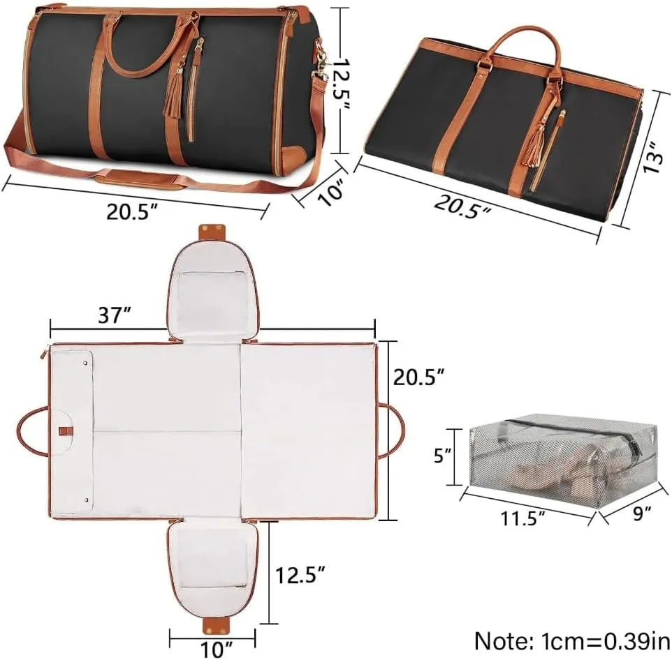 PU Leather Carry On Bag with Multiple Compartment Garment Bag for Business Trip