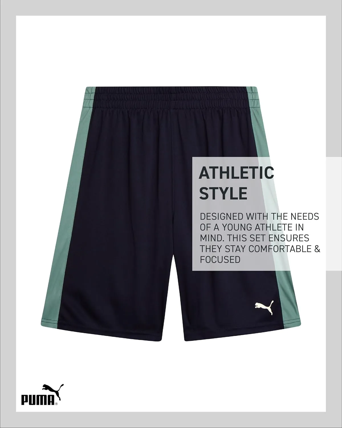 PUMA Boys' Short Set - 2 Piece Short Sleeve Crewneck Performance Graphic Tees and Athletic Mesh Shorts for Boys (Sizes: 4-16)