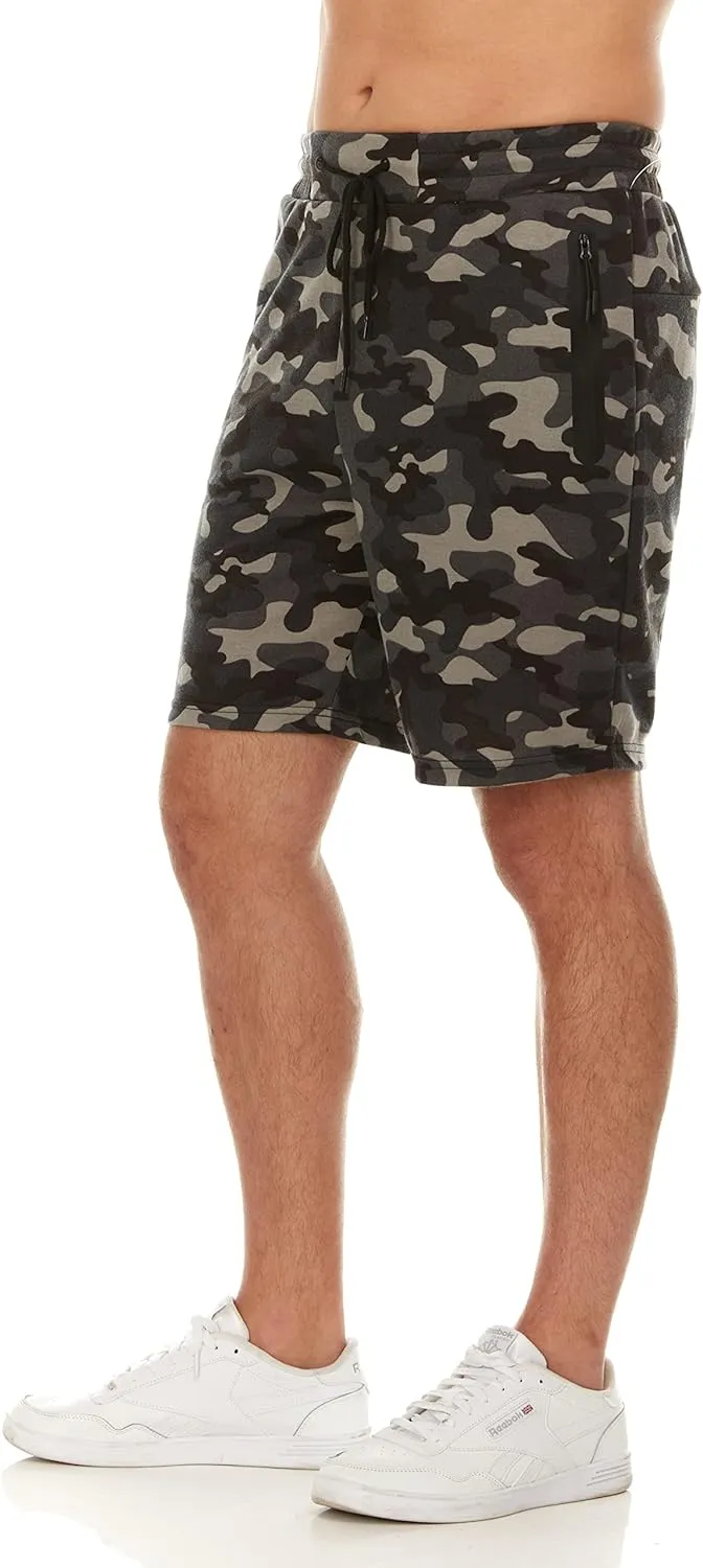 PURE CHAMP Mens 3 Pk French Terry Cotton Casual Gym Shorts for Men Athletic Workout Training Sweat Shorts with Zipper Pocket