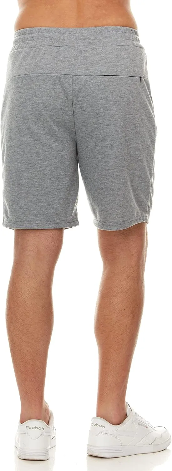 PURE CHAMP Mens 3 Pk French Terry Cotton Casual Gym Shorts for Men Athletic Workout Training Sweat Shorts with Zipper Pocket