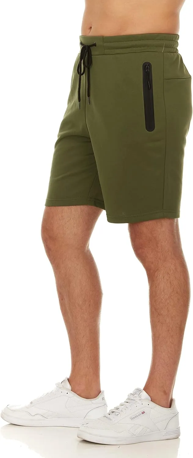 PURE CHAMP Mens 3 Pk French Terry Cotton Casual Gym Shorts for Men Athletic Workout Training Sweat Shorts with Zipper Pocket