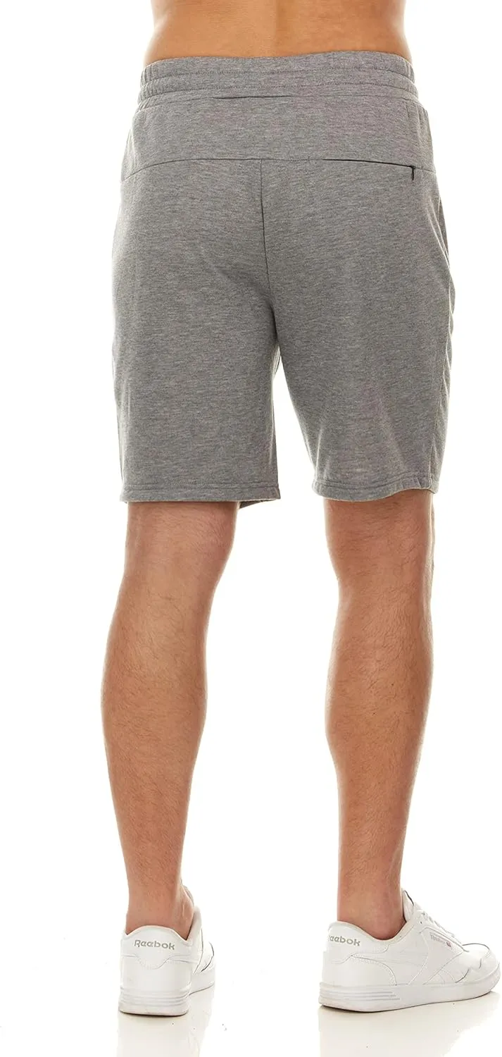 PURE CHAMP Mens 3 Pk French Terry Cotton Casual Gym Shorts for Men Athletic Workout Training Sweat Shorts with Zipper Pocket