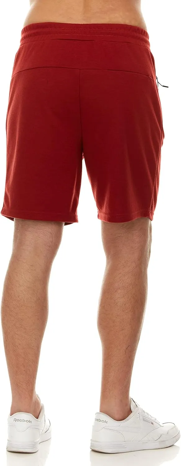 PURE CHAMP Mens 3 Pk French Terry Cotton Casual Gym Shorts for Men Athletic Workout Training Sweat Shorts with Zipper Pocket