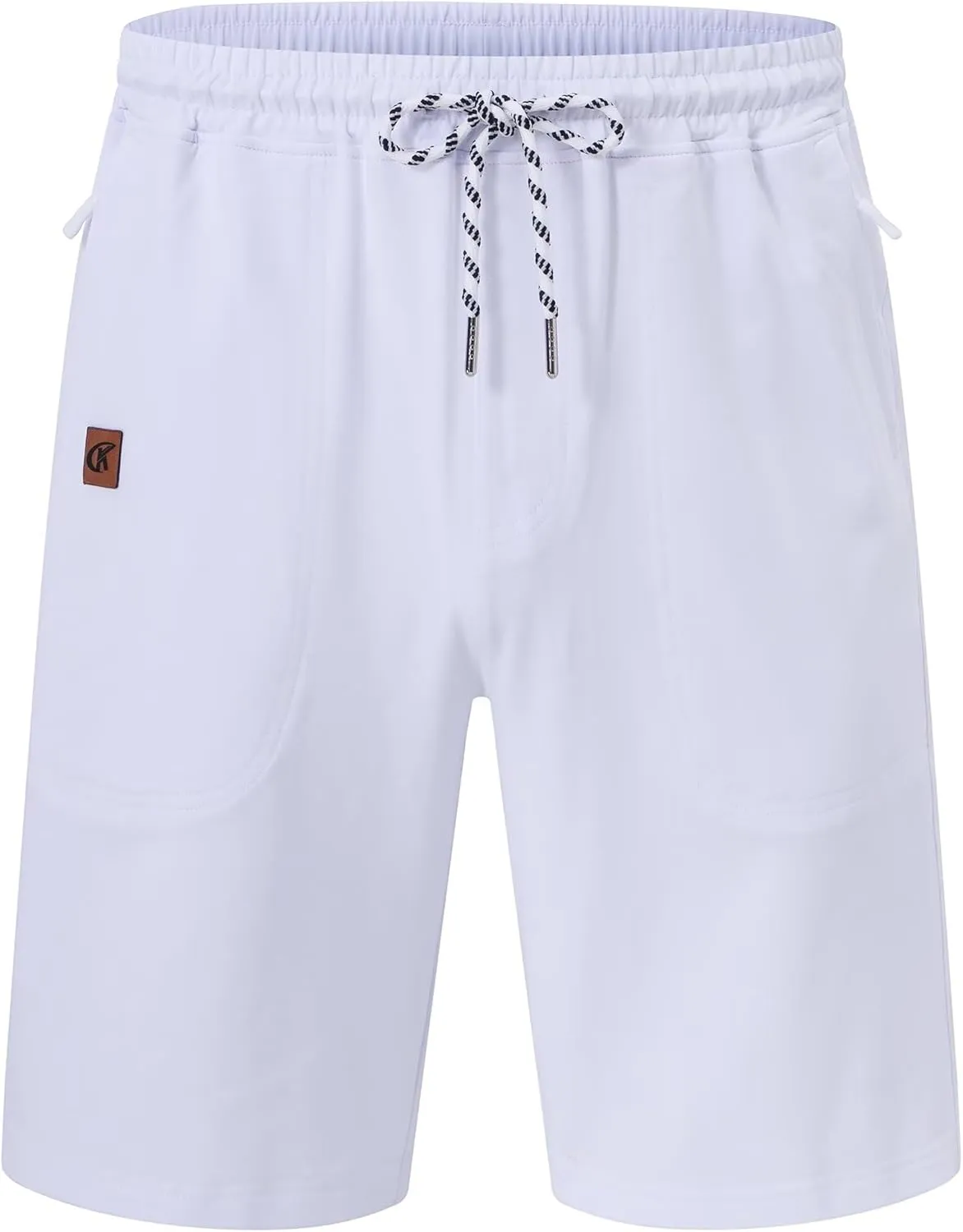 QPNGRP Men's 9" Inseam Zipper Pocket Stretch Shorts