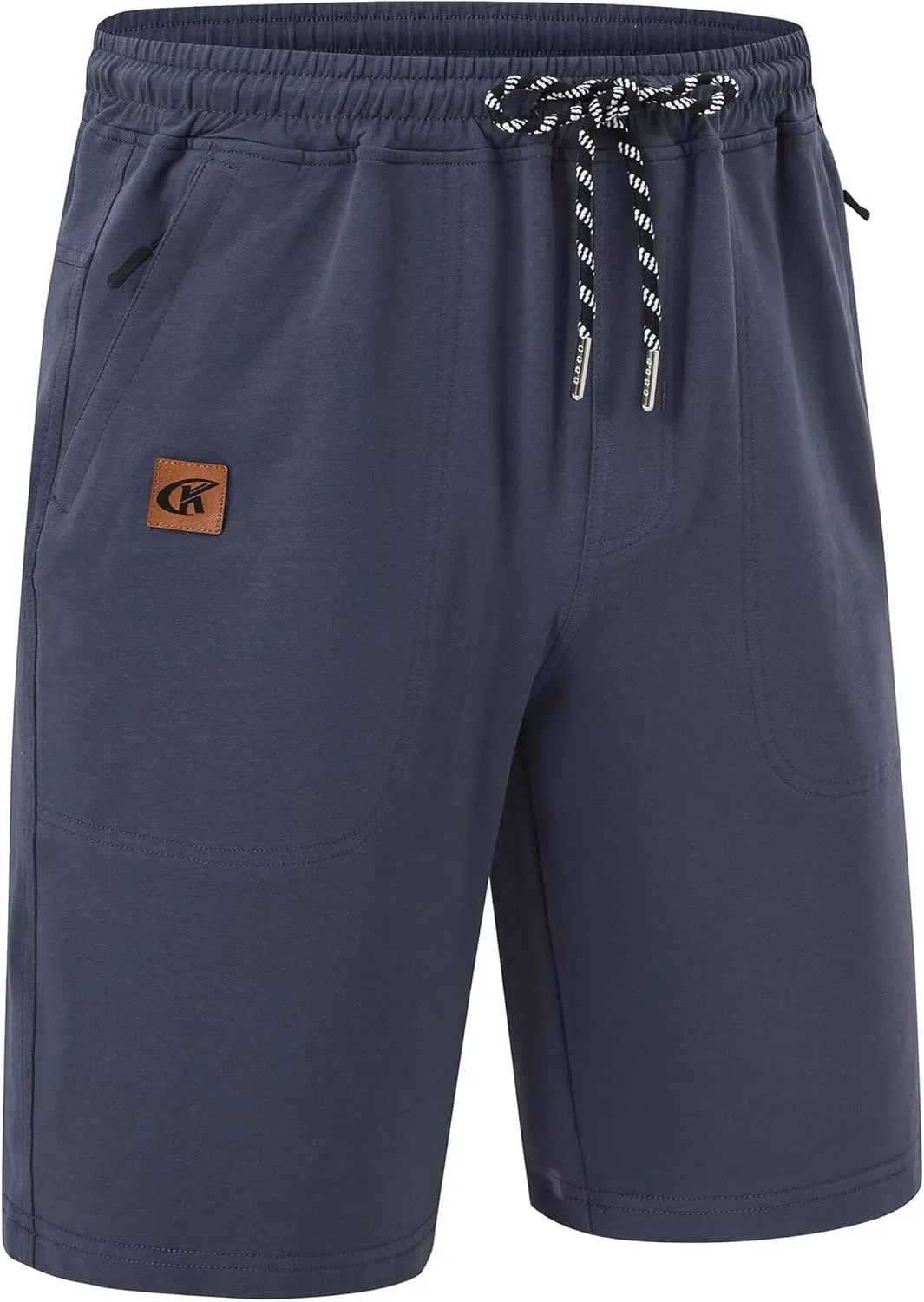 QPNGRP Men's 9" Inseam Zipper Pocket Stretch Shorts