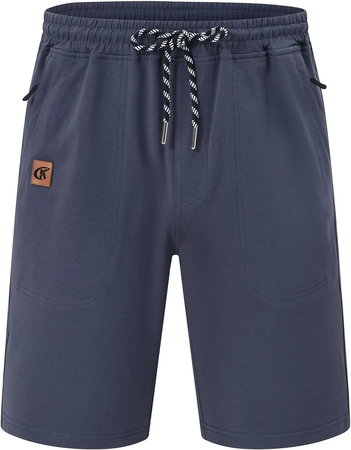 QPNGRP Men's 9" Inseam Zipper Pocket Stretch Shorts