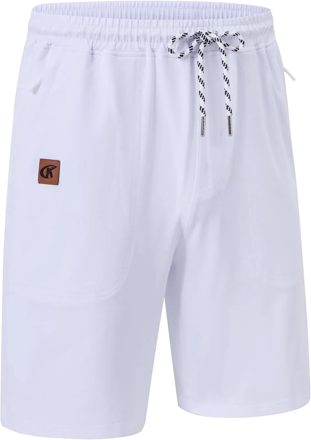 QPNGRP Men's 9" Inseam Zipper Pocket Stretch Shorts
