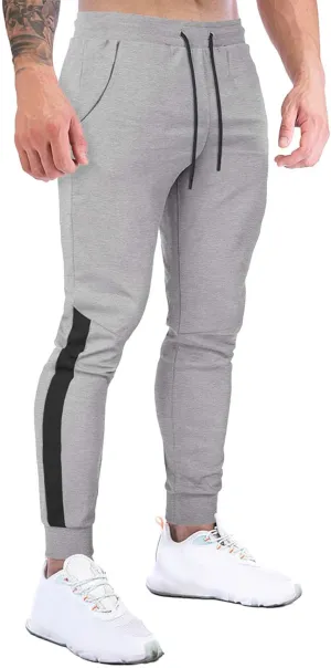 QWENTMTNTY Mens Fashion Joggers Pants Slim Fit Casual Elastic Waist Skinny Athletic Sweatpants Patchwork Workout Pants