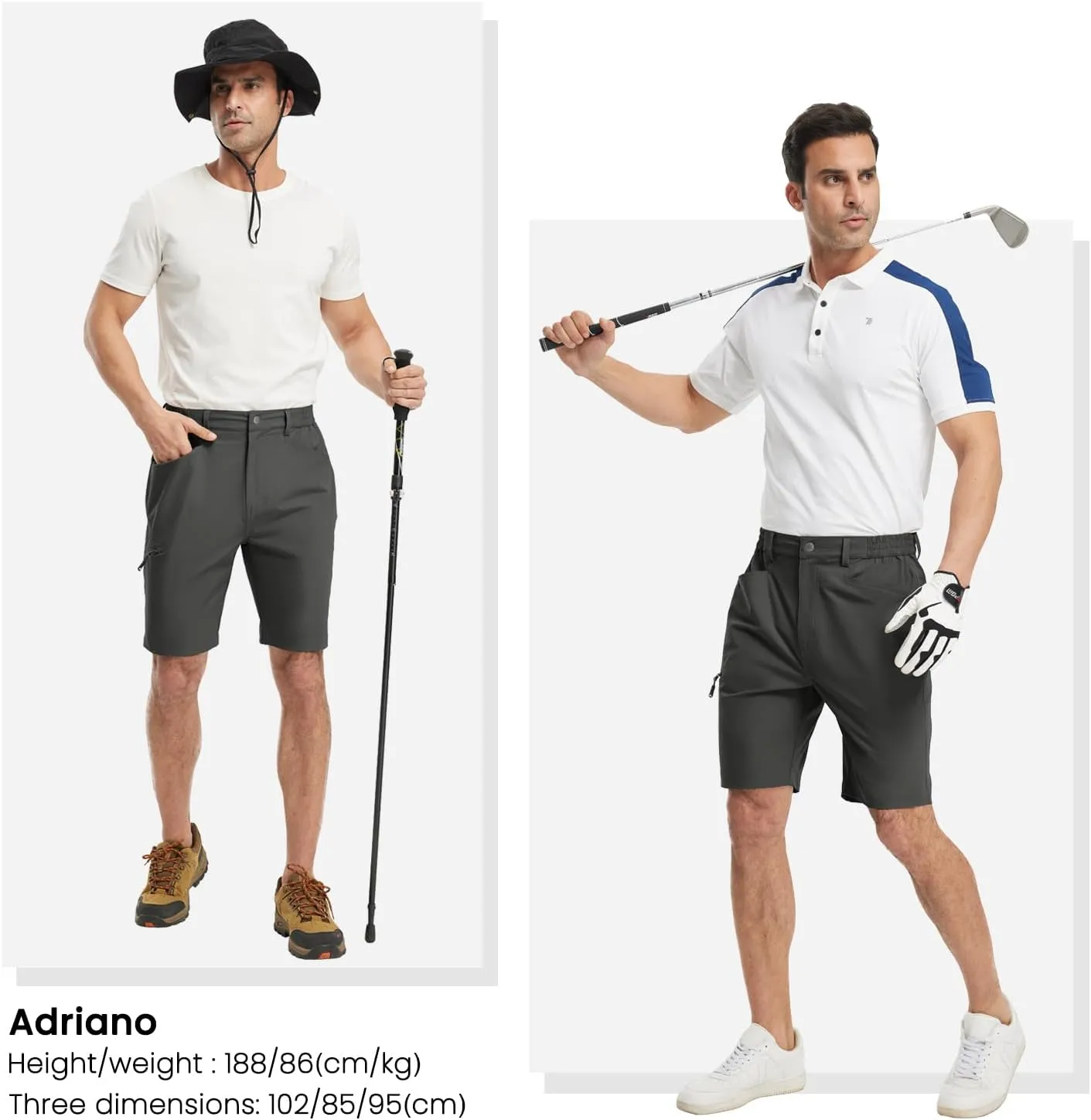Rdruko Men's 9 Golf Shorts Stretch 4 Pockets Dress Shorts Elastic Waist Casual Flat Front Quick Dri Work Hiking Zip Cargo