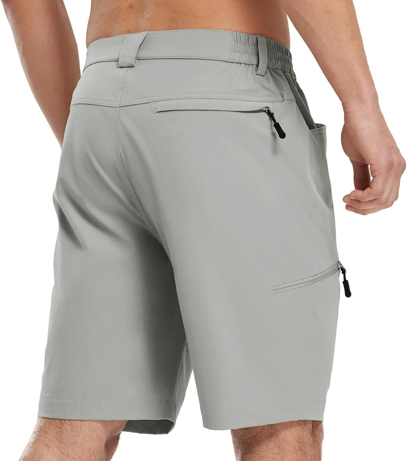 Rdruko Men's 9 Golf Shorts Stretch 4 Pockets Dress Shorts Elastic Waist Casual Flat Front Quick Dri Work Hiking Zip Cargo