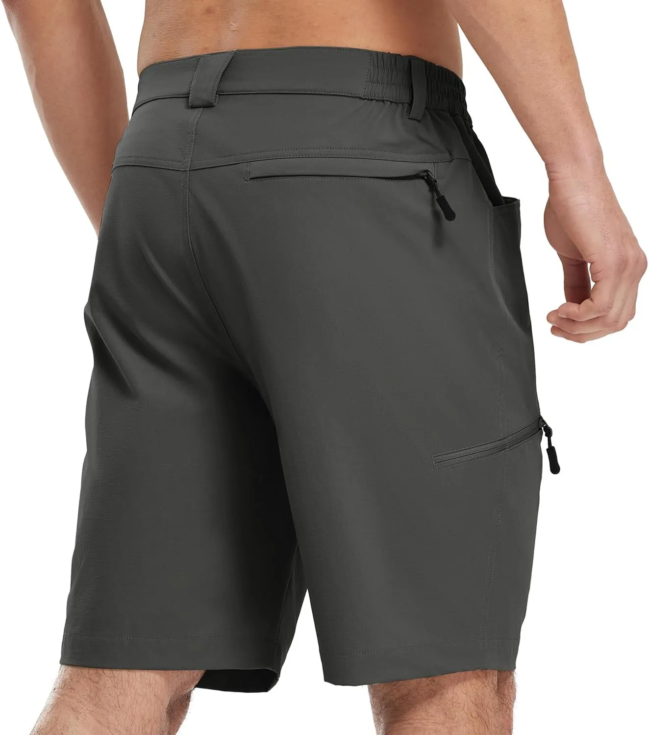 Rdruko Men's 9 Golf Shorts Stretch 4 Pockets Dress Shorts Elastic Waist Casual Flat Front Quick Dri Work Hiking Zip Cargo